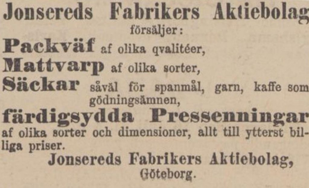 Annons i GP 1878